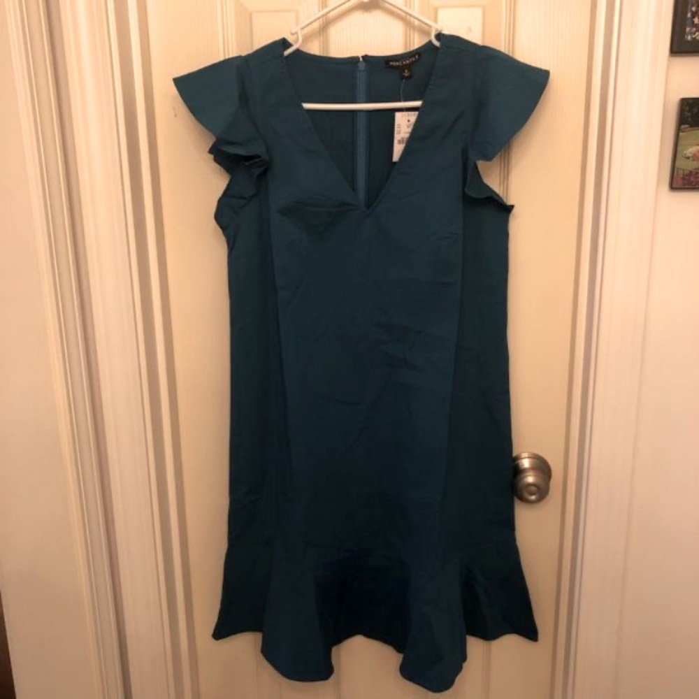 JCREW MERCANTILE dark teal dress. V-neck.